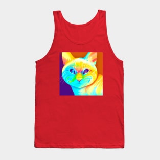 Cat Portrait with Gradient Color Design Tank Top